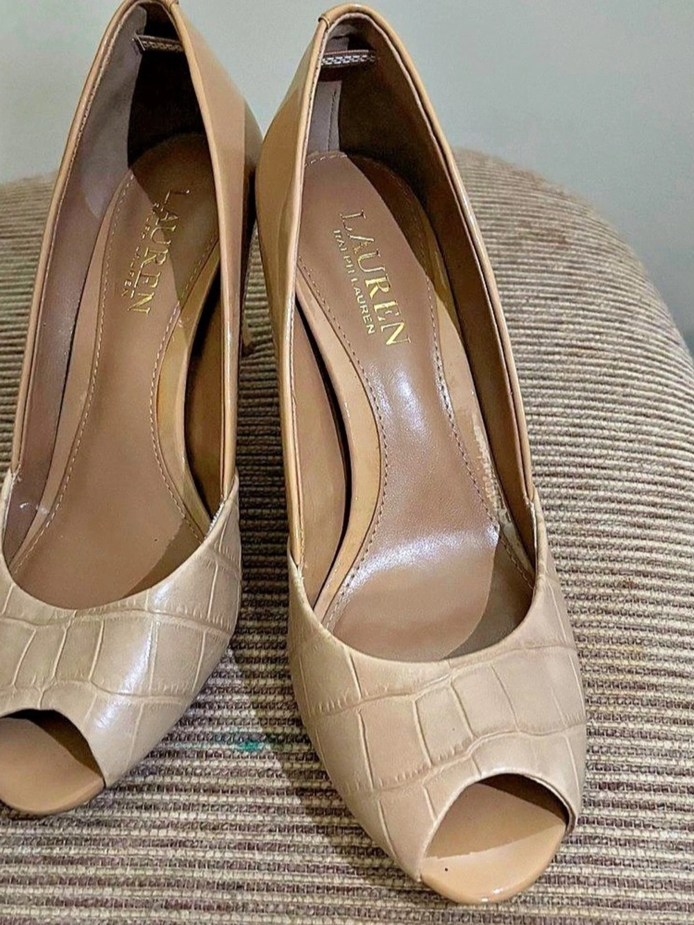 Lauren Ralph Lauren Peep Toe Heels in Brown